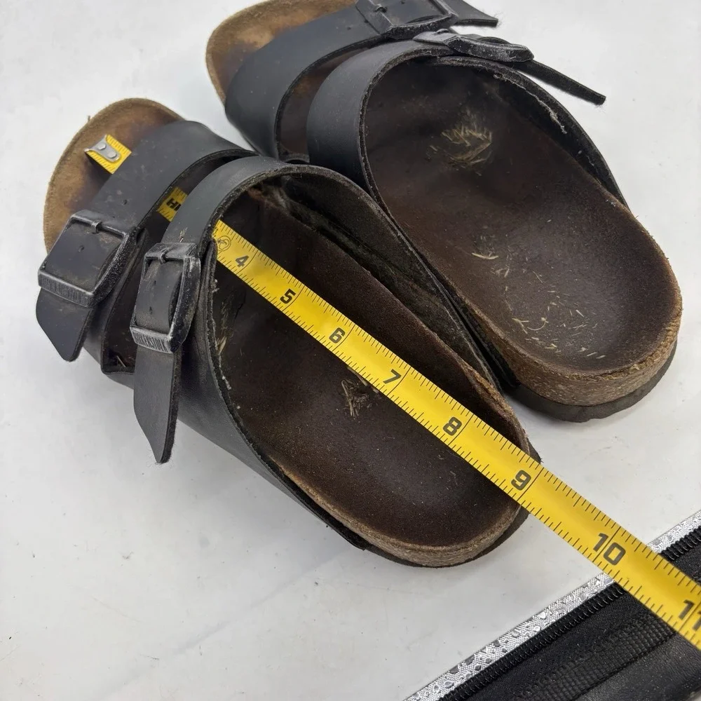 Birkenstock Arizona Shoes Womens 6 Birko-Flor Sandals Black Slip On Brown